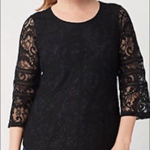Isaac Mizrahi Live! Black Stretch Lace Top